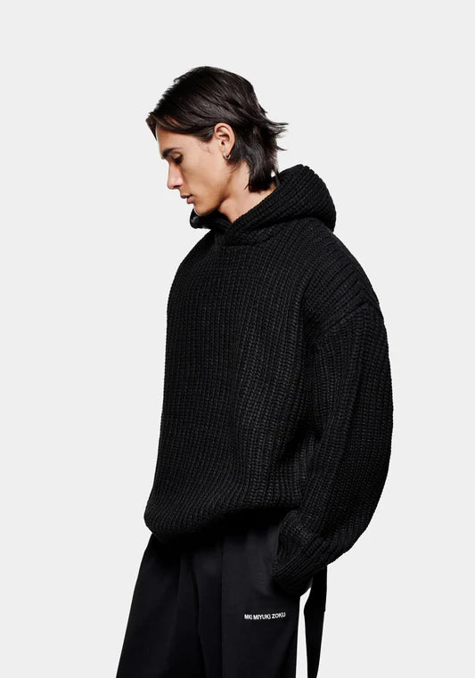 Oversized Fit Chunky Rib Knit Hoodie