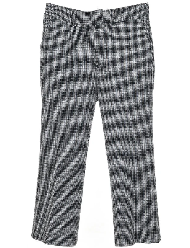 1970s Black & White Straight-Fit Trousers - W33 L28