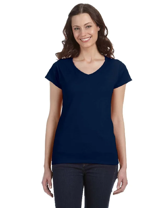 Gildan Ladies SoftStyle V-Neck T-Shirt | Navy