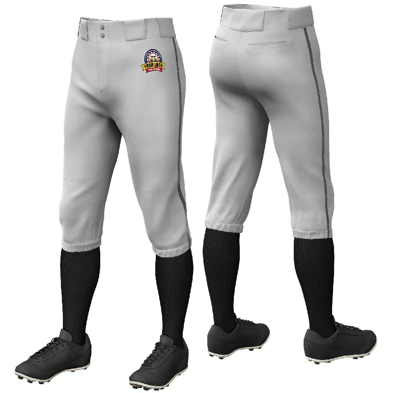 Custom Gray Dark Gray Classic Fit Stretch Practice Knickers Baseball Pants