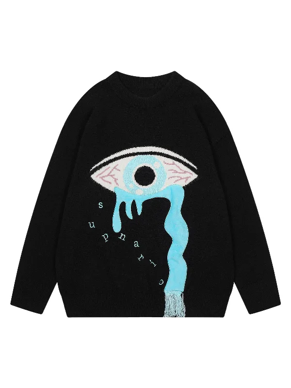 Thesupermade Tear Eye Knit Crew Neck Sweater