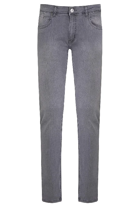 Slim Fit Low Waist Light Gray Cotton Denim