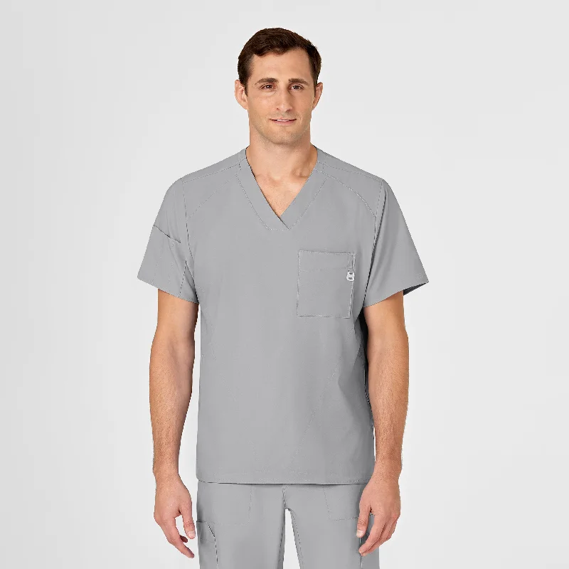 W123 Men's V-Neck Scrub Top - Grey