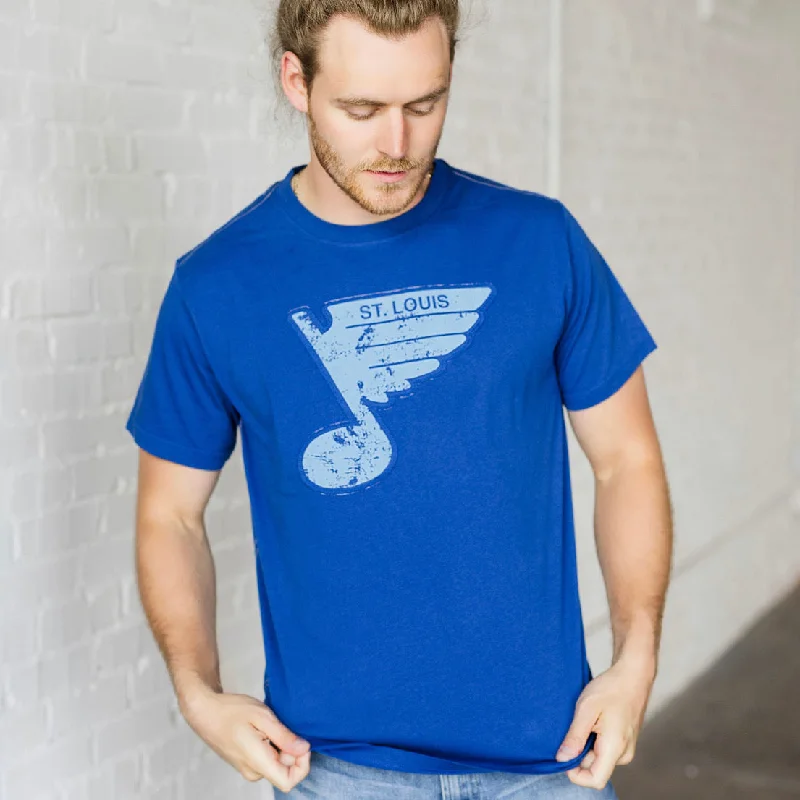 ST. LOUIS BLUES LUSSO STYLE LEGACY NOTE TEE- ROYAL