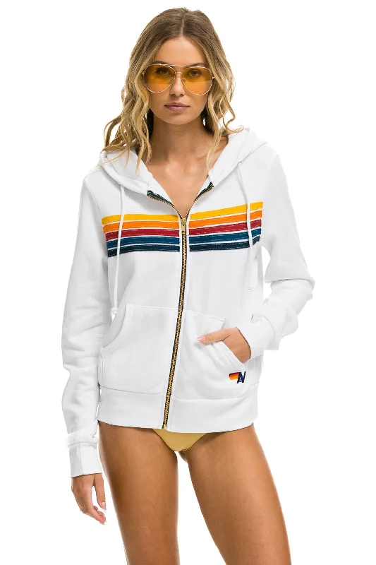 5 STRIPE HOODIE - WHITE