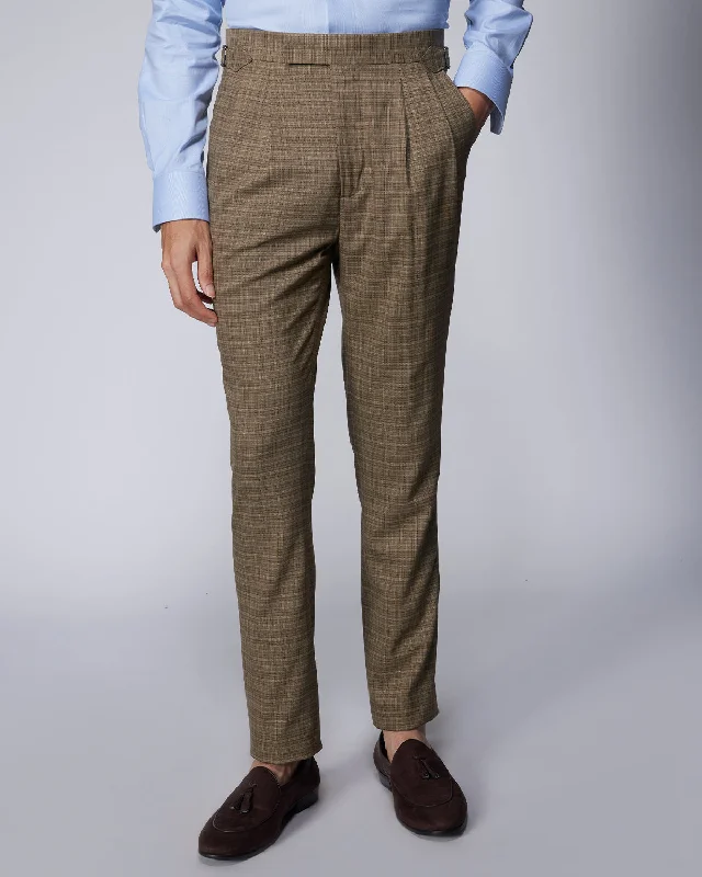 Cadenza Checked Neapolitan Dress Pants - Brown