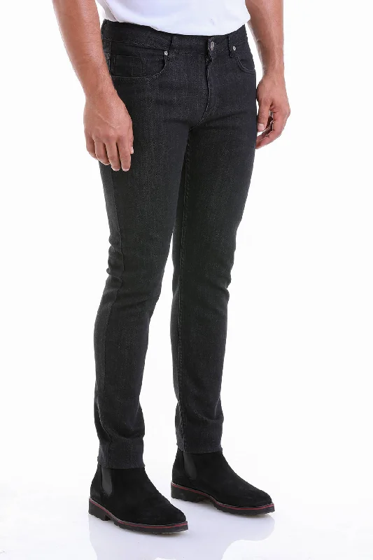 Slim Fit 5 Pocket Low Waist Black Cotton Denim Jeans