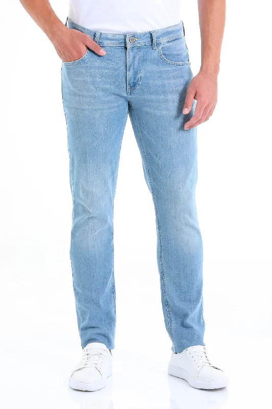 Slim Fit 5 Pocket Low Waist Light Blue Cotton Denim Jeans