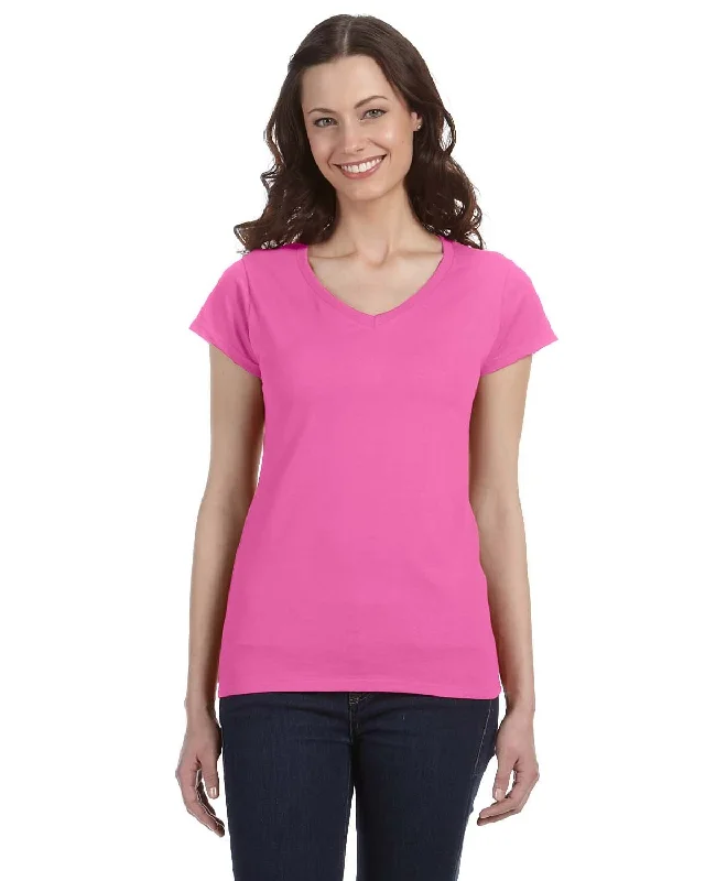 Gildan Ladies SoftStyle V-Neck T-Shirt | Azalea