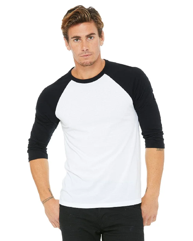 Bella+Canvas Unisex Triblend 3/4-Sleeve Baseball T-Shirt | White/ Black