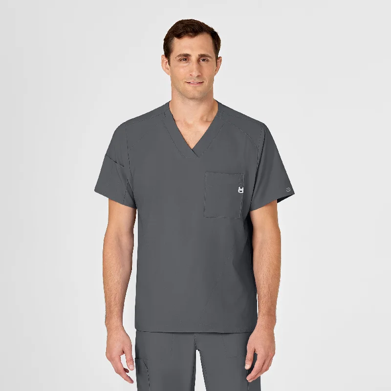 W123 Men's V-Neck Scrub Top - Pewter