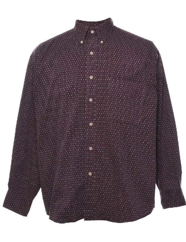 1990s Bill Blass Patterned Maroon Shirt - M