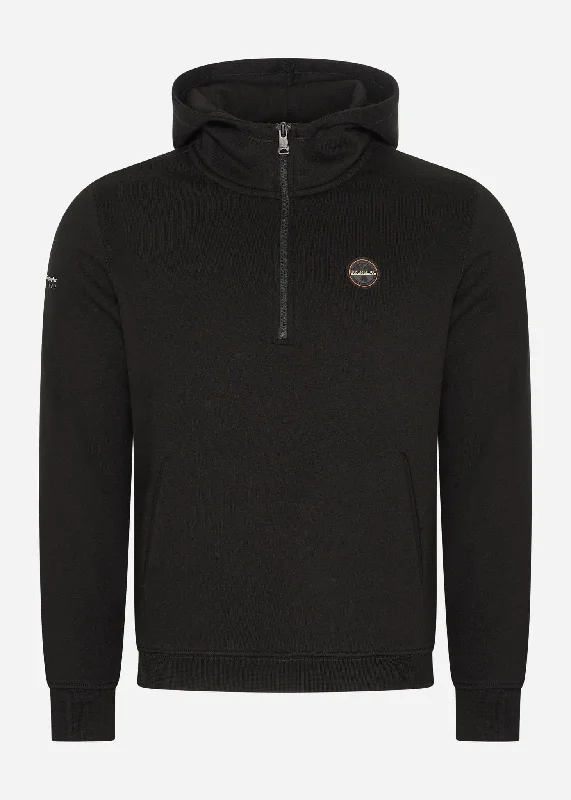 Badge halfzip hoodie  - black