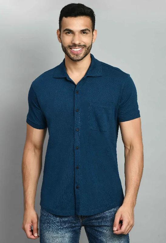 Men's Tint Blue Solid Casual Shirt