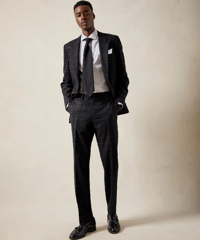 Italian Flannel Sutton Trouser in Black Windowpane