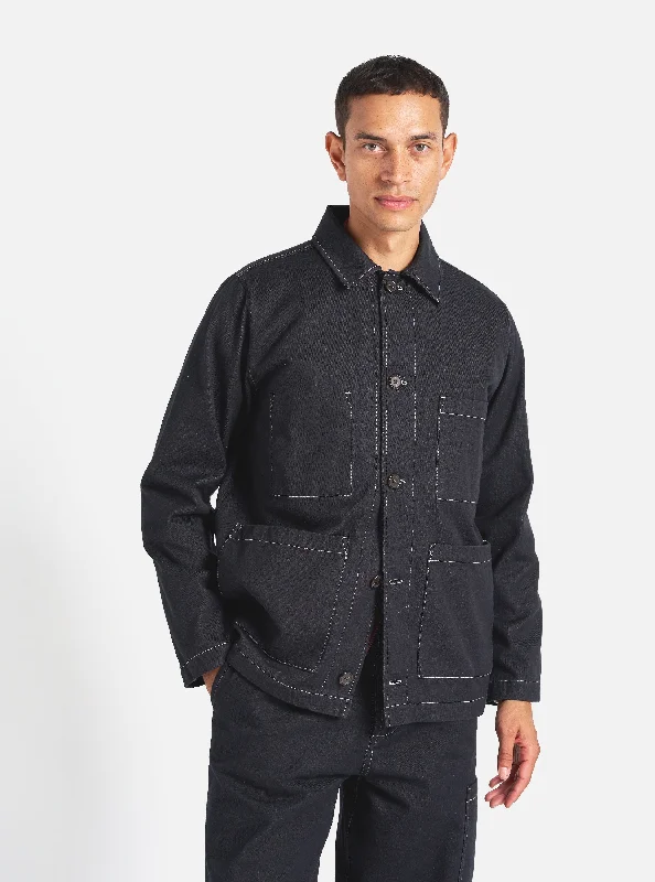 Universal Works Coverall Jacket in Black Cali Denim