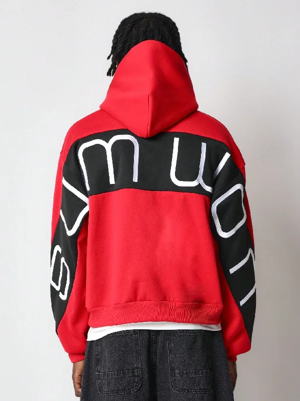 Regular Fit Overhead Hoodie With Back Large Embroidery