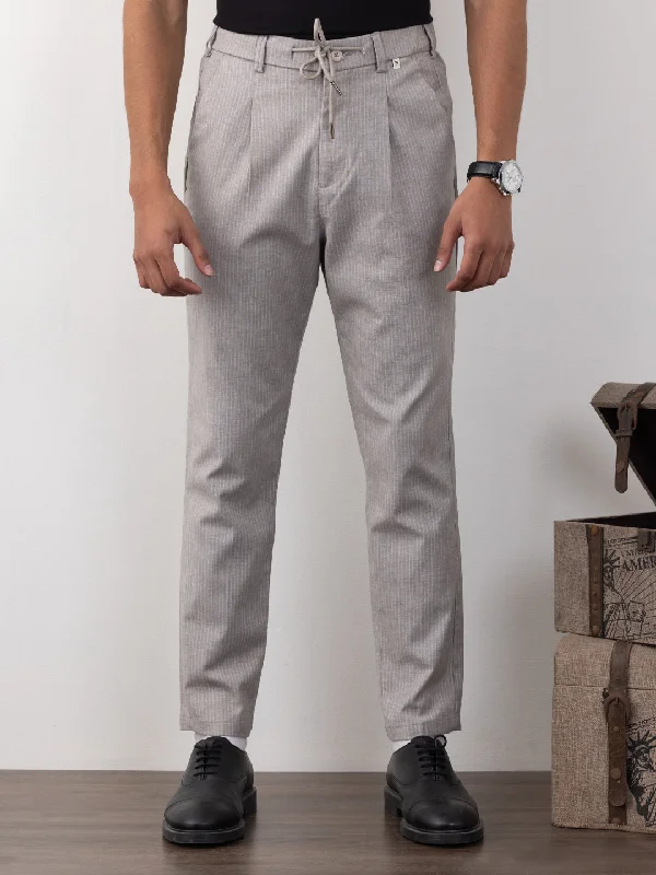 Lighy Grey Striped Loose Pants