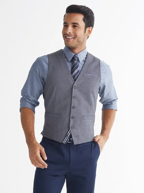 Men's James Vest - Empire Grey with Navy Grosgrain Trim