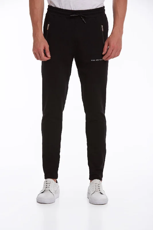 Regular Fit Cotton Blend Black Sweatpants