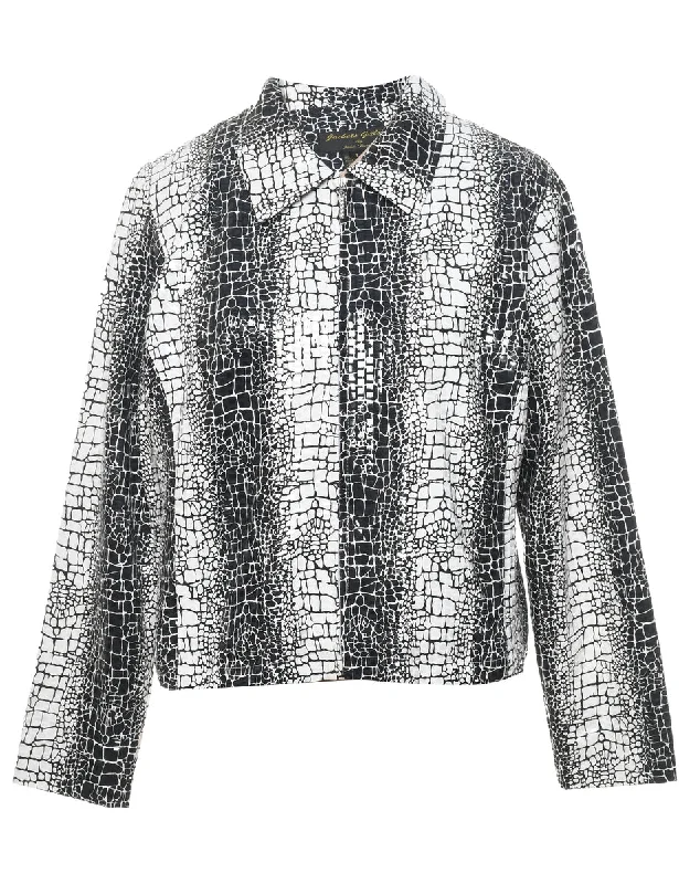 1990s Black & White Snakeskin Evening Jacket - L