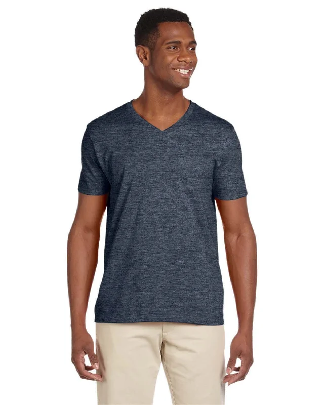 Gildan SoftStyle V-Neck T-Shirt | Heather Navy