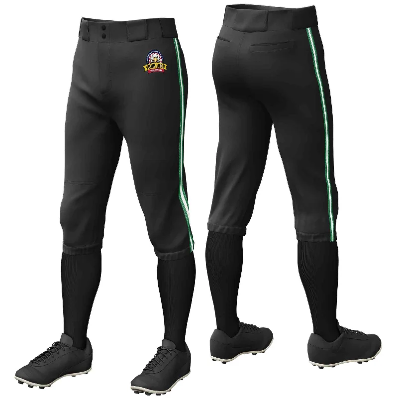 Custom Black Kelly Green White-Kelly Green Classic Fit Stretch Practice Knickers Baseball Pants