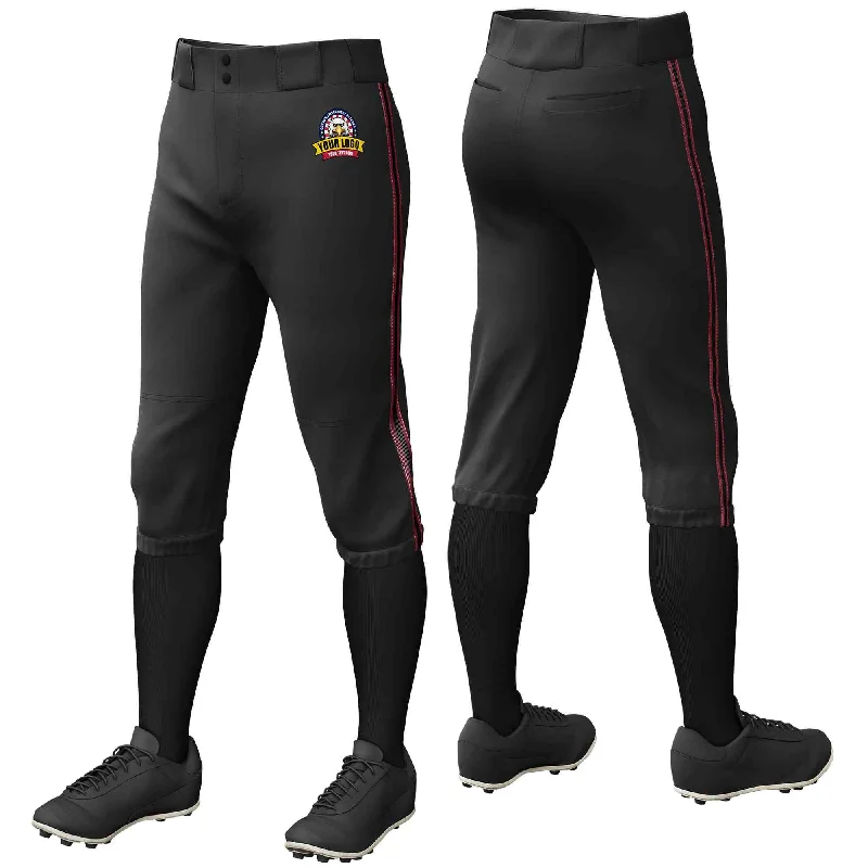 Custom Black Crimson Black-Crimson Classic Fit Stretch Practice Knickers Baseball Pants