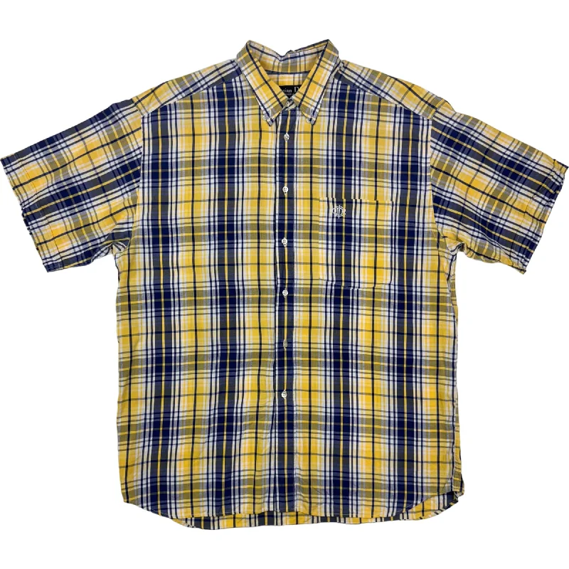 Christian Dior Monsieur Plaid Short Sleeve Shirt Blue Yellow