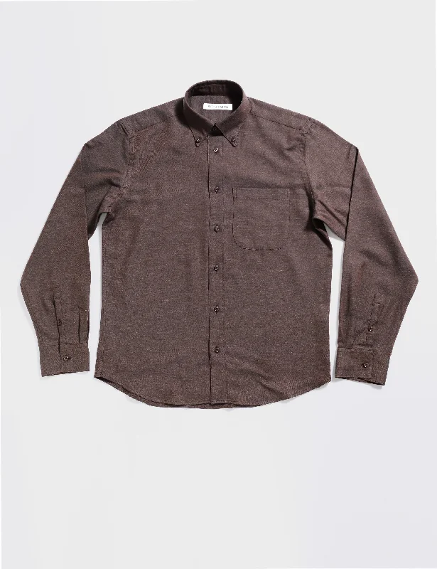 BKT14 Relaxed Shirt in Cotton Cashmere Flannel - Warm Brown