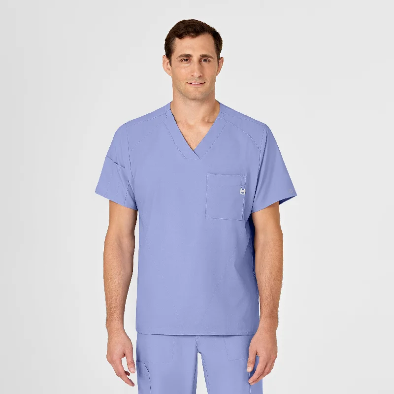 W123 Men's V-Neck Scrub Top - Ceil Blue