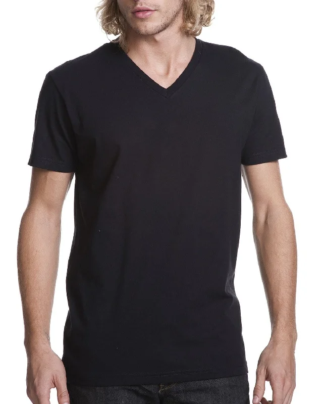 Next Level Mens Short Sleeve V-Neck Tee | Black