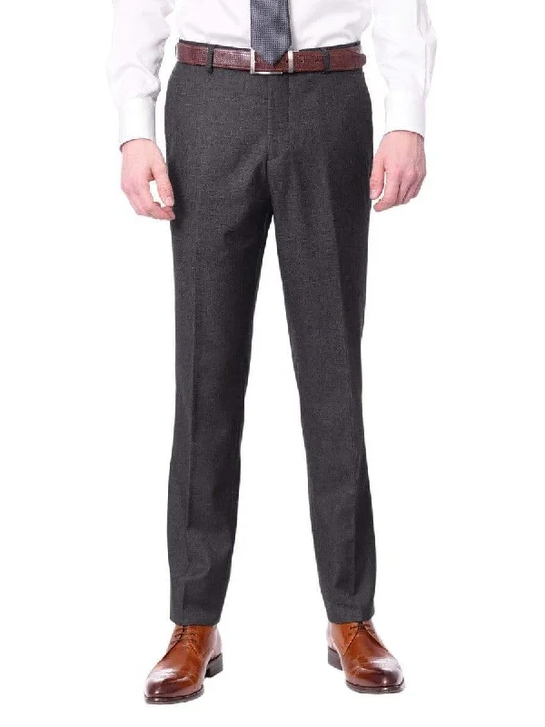 Raphael Men's Washable Flat Front Slim Fit Gray Dress Pants