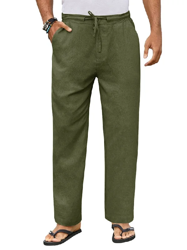 Casual Straight Linen Drawstring Pants (US Only)